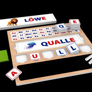 Juego de aprendizaje de letras Montessori: alfabeto alemán