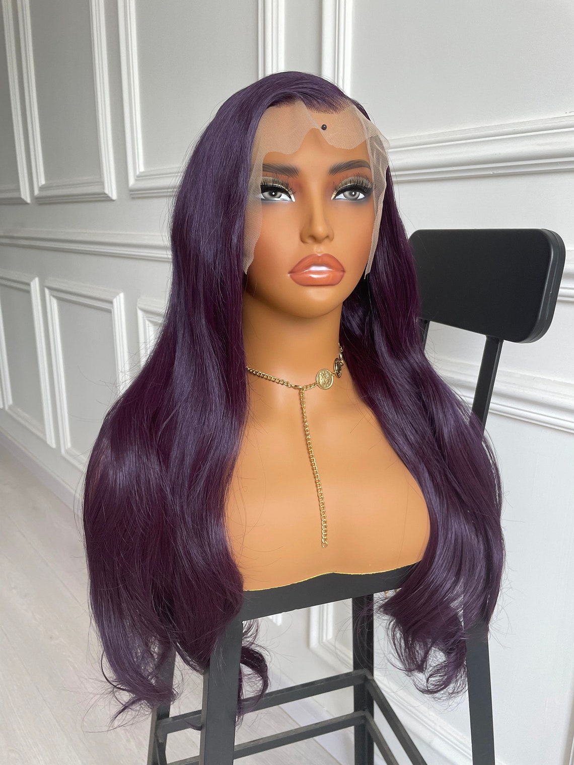 Natural Transition Wig - Purple Long Straight Hair