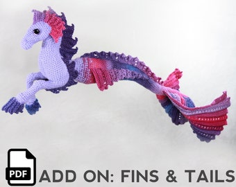 Add-On Mermaid Unicorn Mermicorn Hippocampus Fins Crochet Pattern Amigurumi by Crafty Intentions DIGITAL PDF