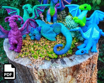 Juvenile Dragon Crochet Amigurumi Pattern DIGITAL PDF Little Youth Child Immature Dragon Hatchling