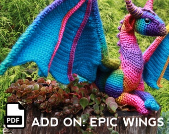 Add-On Adult Dragon Amigurumi Crochet Pattern: Wings Epic Extra Large DIGITAL PDF