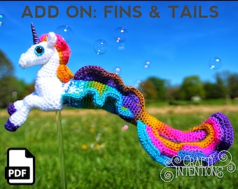 Add-On Baby Mermaid Unicorn Crochet Pattern by Crafty Intentions DIGITAL PDF Downloadable Hippocampus