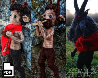 Krampus Satyr Faun Crochet Amigurumi Patrón Digital PDF por Crafty Intentions