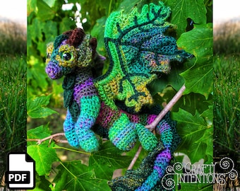 Elemental Earth Dragon Crochet Amigurumi Digital PDF Pattern by Crafty Intentions