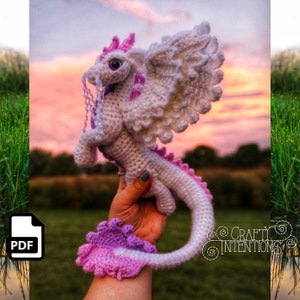 Elemental Air Dragon Crochet Amigurumi Digital PDF Pattern by Crafty Intentions