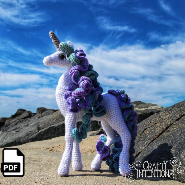 Standing Unicorn Amigurumi Digital PDF Crochet Pattern by Crafty Intentions