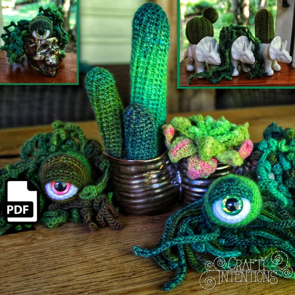 Succulent Cactus Eyeball Plant Crochet Amigurumi Digital PDF Pattern by Crafty Intentions