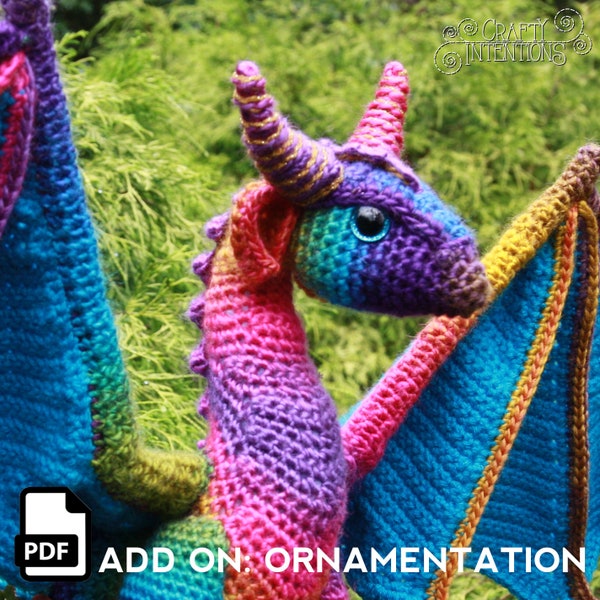 Add-on Adult Dragon Crochet Pattern: Extra Ornamentation Amigurumi DIGITAL PDF by Crafty Intentions