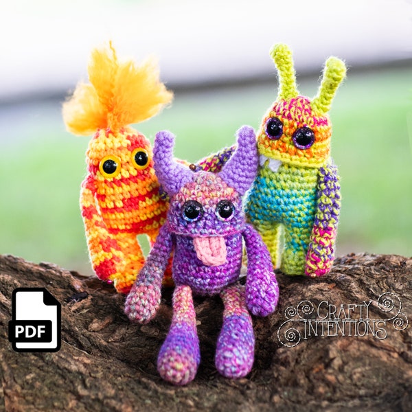 Small Cylinder Monsters Crochet Pattern by Crafty Intentions Downloadable DIGITAL PDF