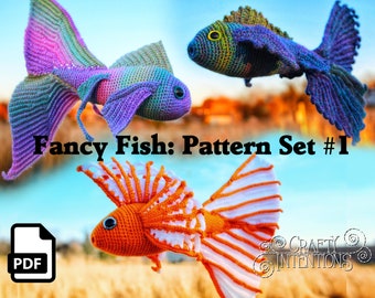 Fancy Fish Set 1 Crochet Amigurumi Pattern DIGITAL PDF by Crafty Intentions