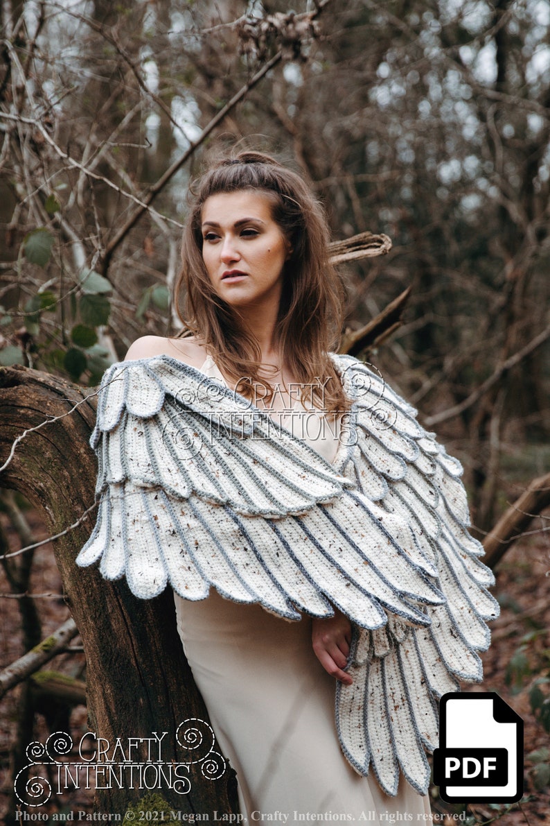 Feather Wing Crochet Shawl Pattern by Crafty Intentions DIGITAL PDF Downloadable image 6