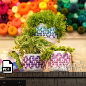 Hanging Planter Cozy Mosaic Crochet Pattern by Crafty Intentions Downloadable DIGITAL PDF