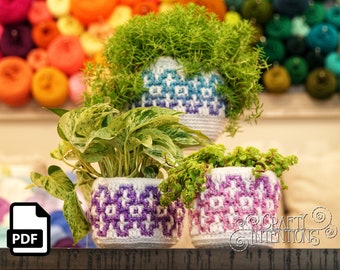 Hanging Planter Cozy Mosaic Crochet Pattern by Crafty Intentions Downloadable DIGITAL PDF