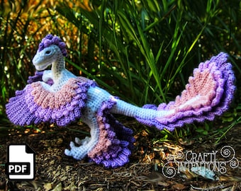 Microraptor Dinosaur Crochet Pattern by Crafty Intentions DIGITAL PDF Downloadable