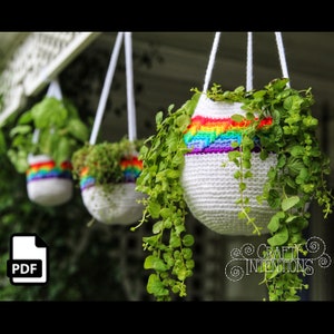 Hanging Planter Cozy Rainbow Staircase Crochet Pattern by Crafty Intentions Downloadable DIGITAL PDF