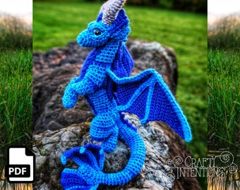 Elemental Water Dragon Crochet Amigurumi Digital PDF Pattern by Crafty Intentions