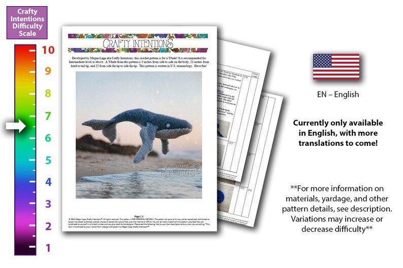 Whale Crochet Pattern by Crafty Intentions Downloadable DIGITAL PDF image 2