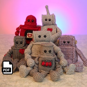 Small Robots: Set 1 Crochet Pattern by Crafty Intentions Downloadable DIGITAL PDF image 1