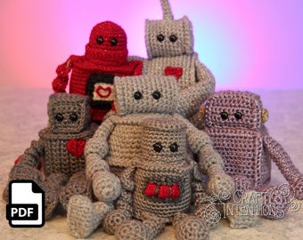 Small Robots: Set 1 Crochet Pattern by Crafty Intentions Downloadable DIGITAL PDF