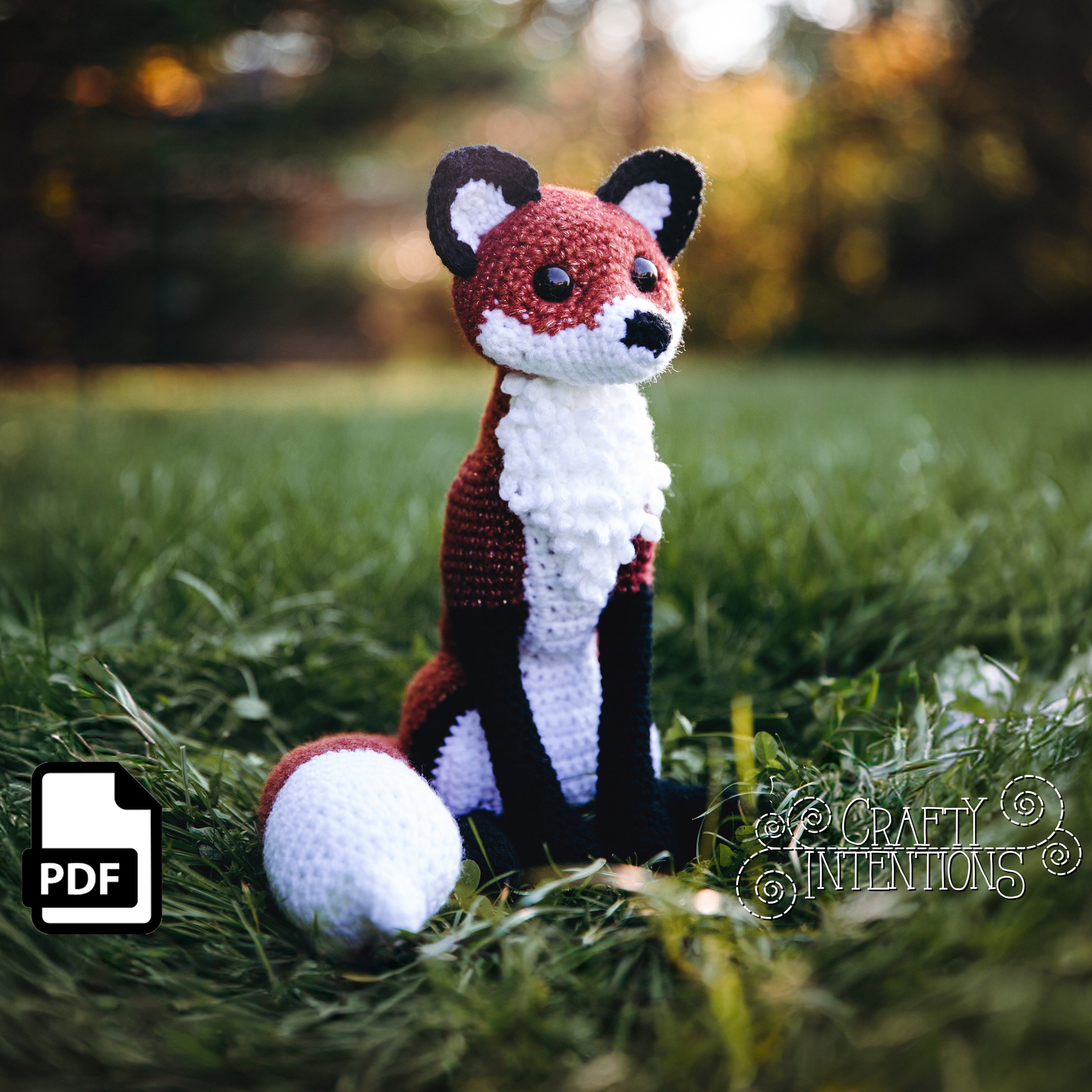 Large Sitting Fox Crochet Pattern by Crafty Intentions Downloadable DIGITAL PDF