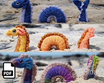 Tiny Submerged Sea Serpent Crochet Pattern by Crafty Intentions Downloadable DIGITAL PDF