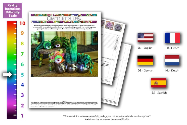 Succulent Cactus Eyeball Plant Crochet Amigurumi Digital PDF Pattern by Crafty Intentions image 2