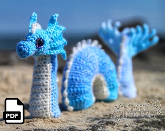 Small Submerged Sea Serpent Crochet Pattern by Crafty Intentions Downloadable DIGITAL PDF