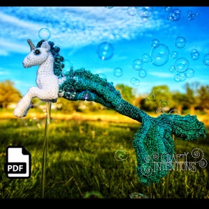 Baby Mermaid Unicorn Crochet Pattern by Crafty Intentions DIGITAL PDF Downloadable Hippocampus