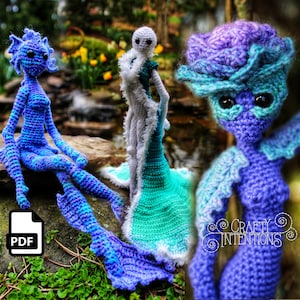 Summer Pixies: Mer-Pixie, Ocean Cloak & Rose Crochet Amigurumi Pattern DIGITAL PDF by Crafty Intentions