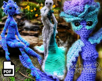 Summer Pixies: Mer-Pixie, Ocean Cloak & Rose Crochet Amigurumi Pattern DIGITAL PDF by Crafty Intentions