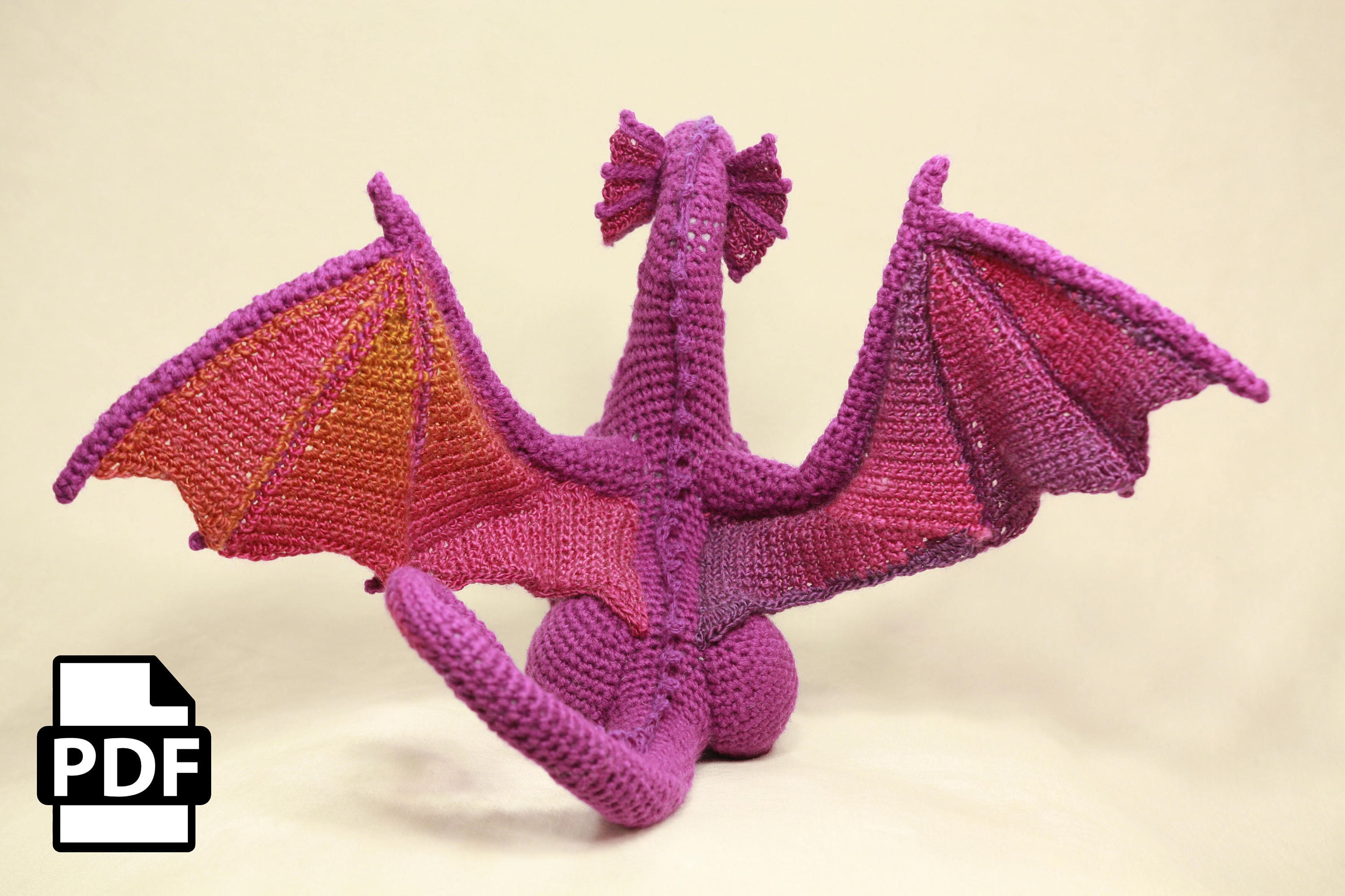 Adult Dragon Crochet Amigurumi Pattern DIGITAL PDF by Crafty