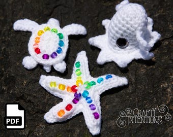 Tiny Trio Set 5 Dumbo Octopus Starfish Sea Turtle Crochet Pattern by Crafty Intentions Downloadable PDF