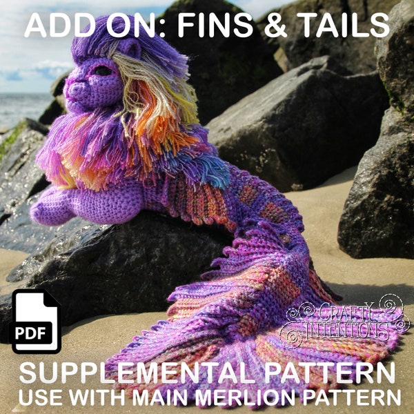 Add-On Merlion Tails and Fins Crochet pattern by Crafty Intentions DIGITAL PDF Downloadable