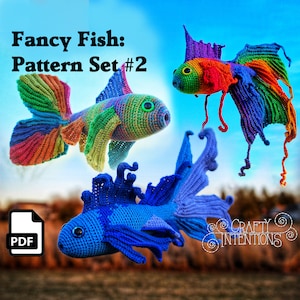 Fancy Fish Set 2 Crochet Amigurumi Pattern DIGITAL PDF by Crafty Intentions image 1