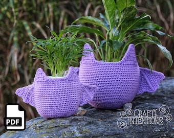 Hanging Planter Cozy Bat Crochet Pattern by Crafty Intentions Downloadable DIGITAL PDF