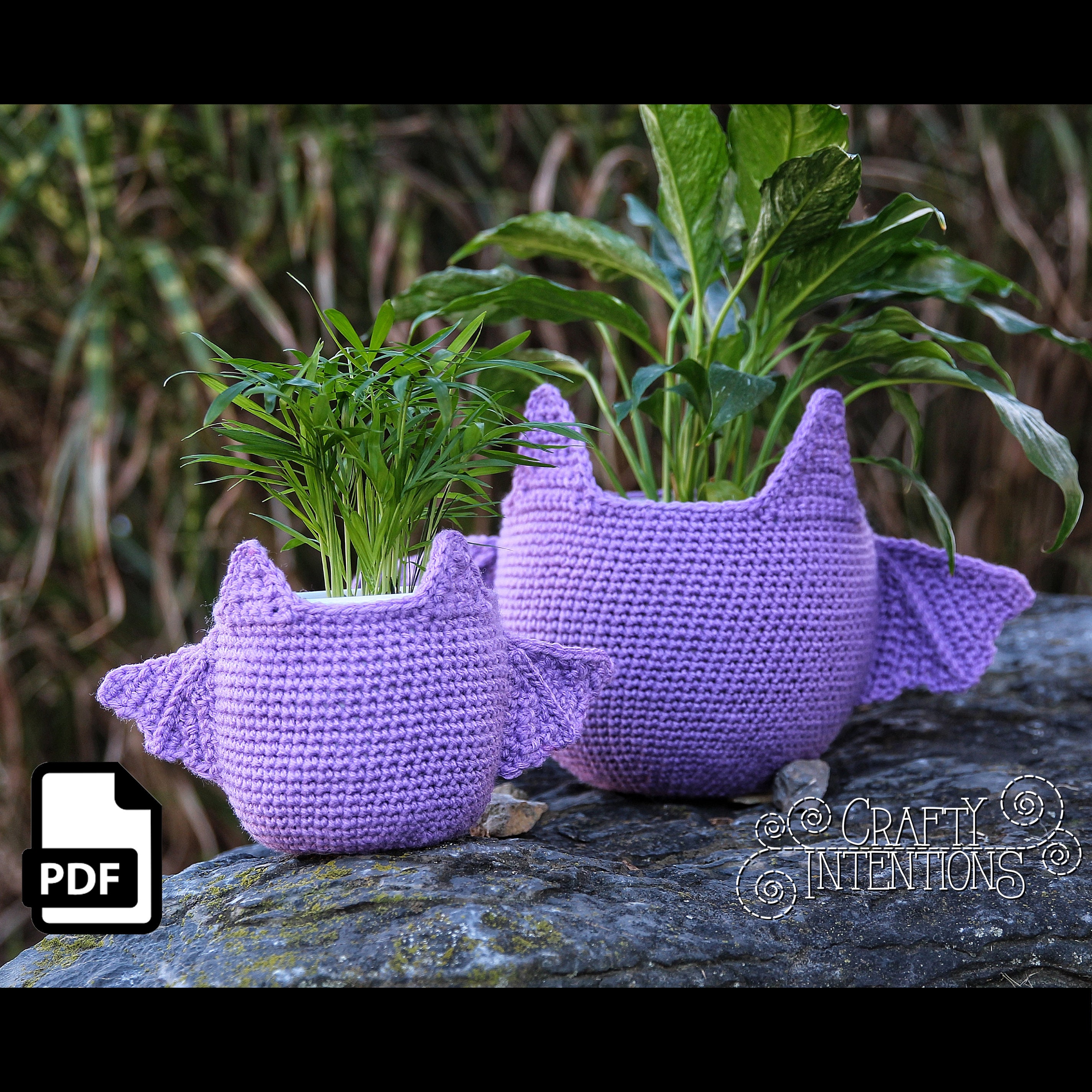 Hanging Planter Cozy Bat Crochet Pattern by Crafty Intentions