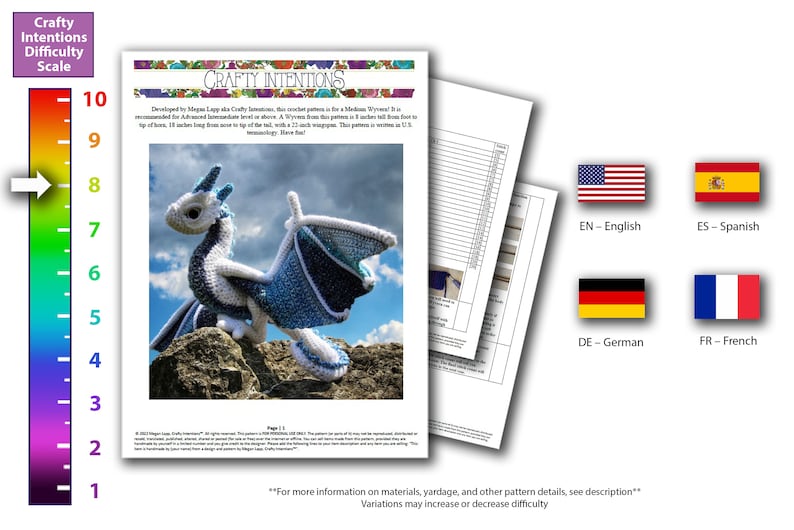 Medium Wyvern Crochet Pattern by Crafty Intentions Downloadable DIGITAL PDF image 2