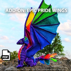 Add-On Dragon Crochet Pattern: Epic Pride Wings Amigurumi by Crafty Intentions DIGITAL PDF image 1