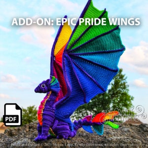 Add-On Dragon Crochet Pattern: Epic Pride Wings Amigurumi by Crafty Intentions DIGITAL PDF image 1