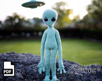 Medium Standing Alien Crochet Pattern by Crafty Intentions