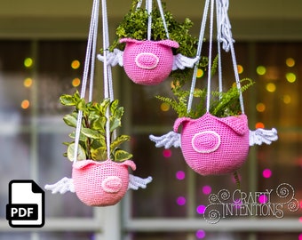 Flying Pig Planter Cozy Crochet Pattern by Crafty Intentions Downloadable DIGITAL PDF