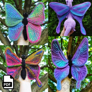 Butterfly Crochet Amigurumi Pattern DIGITAL PDF by Crafty Intentions with four wing styles