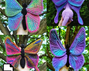 Butterfly Crochet Amigurumi Pattern DIGITAL PDF by Crafty Intentions with four wing styles
