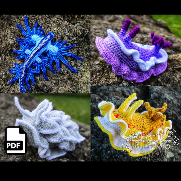 Nudibranquios y babosas marinas: Patrón de crochet (juego 1) de Crafty Intentions (PDF DIGITAL descargable)