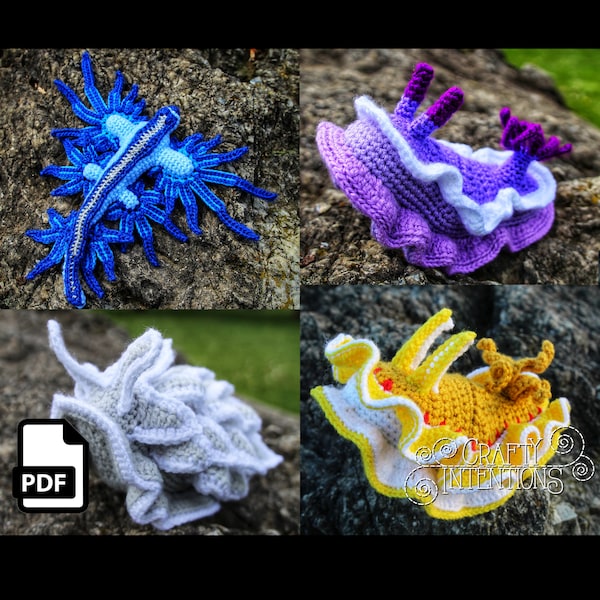 Nacktschnecken Sea Slugs Set 1 Häkelanleitung von Crafty Intentions DIGITAL PDF Herunterladbar