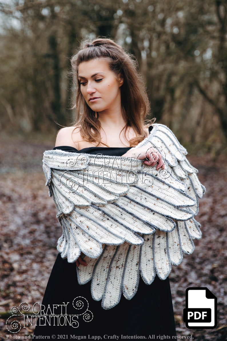 Feather Wing Crochet Shawl Pattern by Crafty Intentions DIGITAL PDF Downloadable image 10