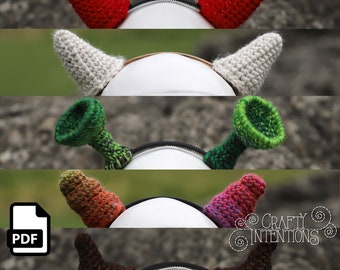 Wearable Imp Horns Set 2 Crochet Pattern by Crafty Intentions Downloadable DIGITAL PDF