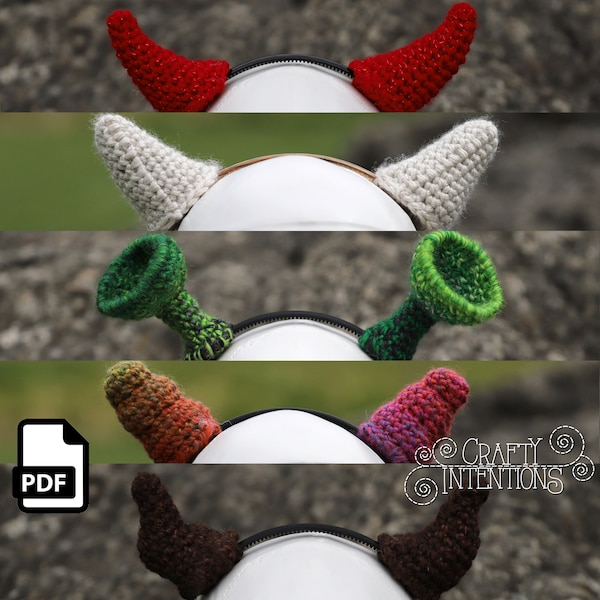 Wearable Imp Horns Set 2 Crochet Pattern by Crafty Intentions Downloadable DIGITAL PDF