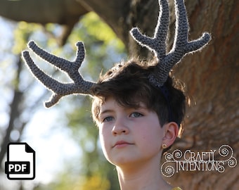 Wearable Antlers Set 4 Crochet Pattern by Crafty Intentions Downloadable DIGITAL PDF