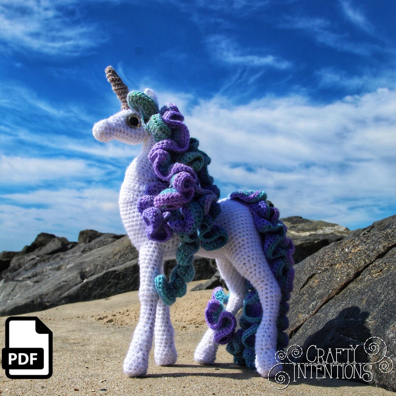 Standing Unicorn Amigurumi Digital PDF Crochet Pattern by Crafty Intentions image 1